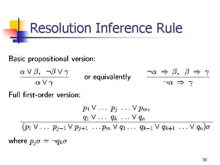 Resolution Inference Rule 39 