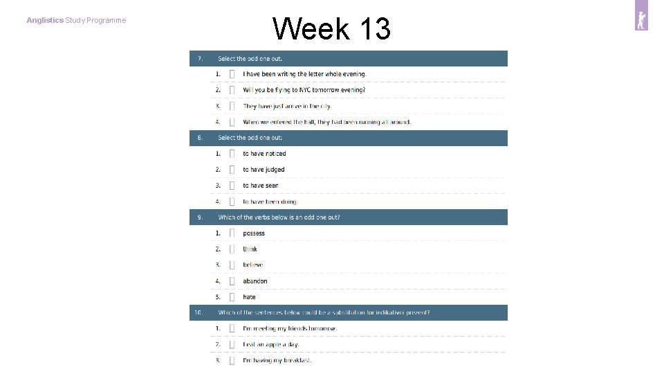 Anglistics Study Programme Week 13 