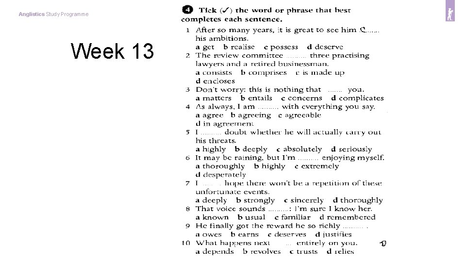 Anglistics Study Programme Week 13 