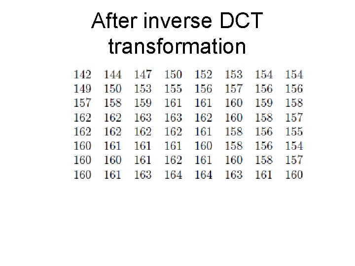 After inverse DCT transformation 