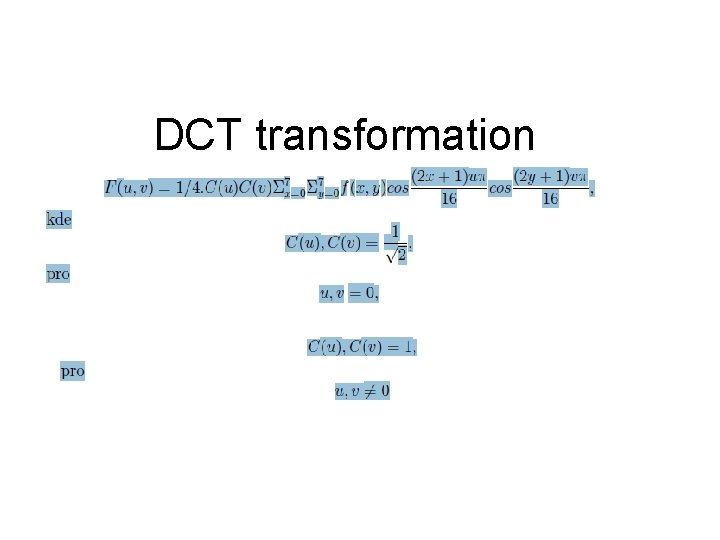 DCT transformation 