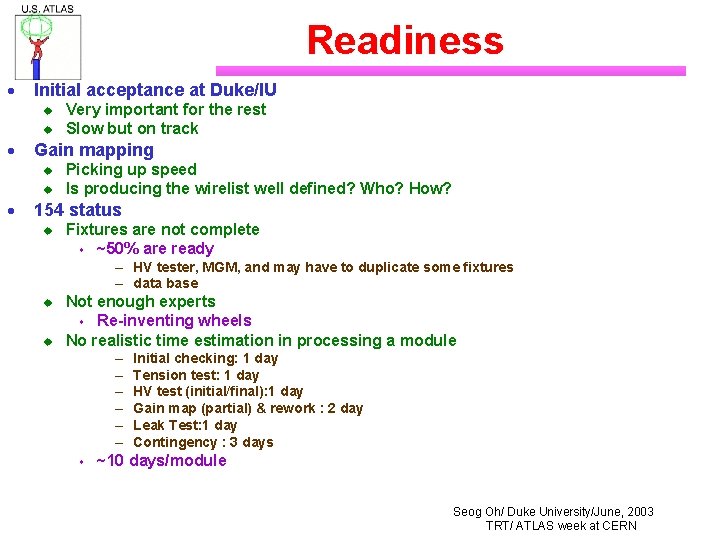 Readiness · Initial acceptance at Duke/IU u u · Gain mapping u u ·