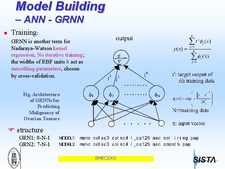 Model Building – ANN - GRNN n Training: GRNN is another term for Nadaraya-Watson