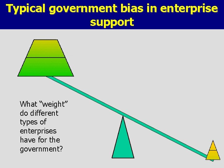 Typical government bias in enterprise support What “weight” do different types of enterprises have