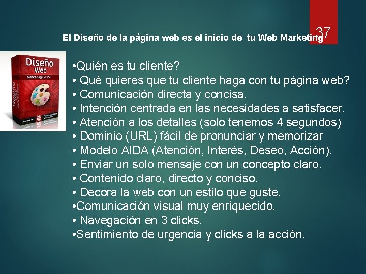 37 El Diseño de la página web es el inicio de tu Web Marketing