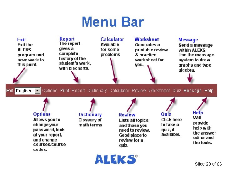 Menu Bar Slide 20 of 66 Menu Bar Slide 20 of 66