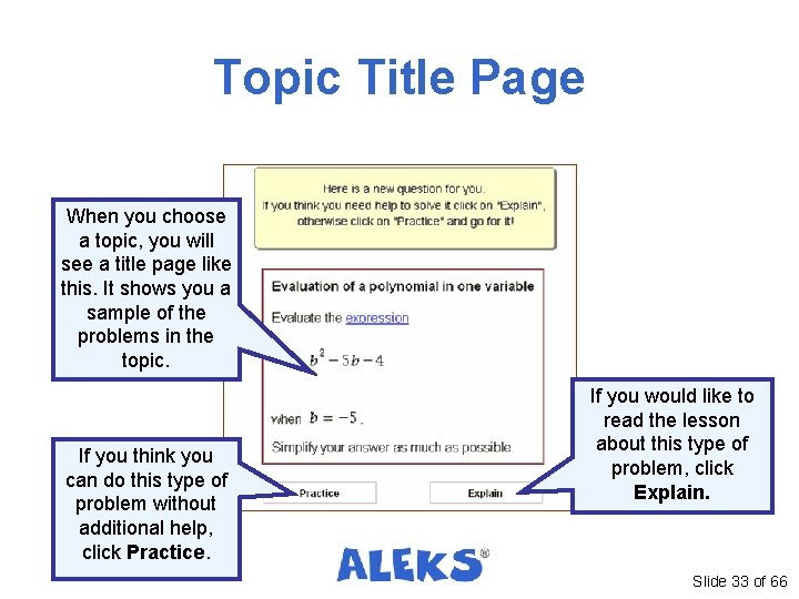 Topic Title Page When you choose a topic, you will see a title page Topic Title Page When you choose a topic, you will see a title page