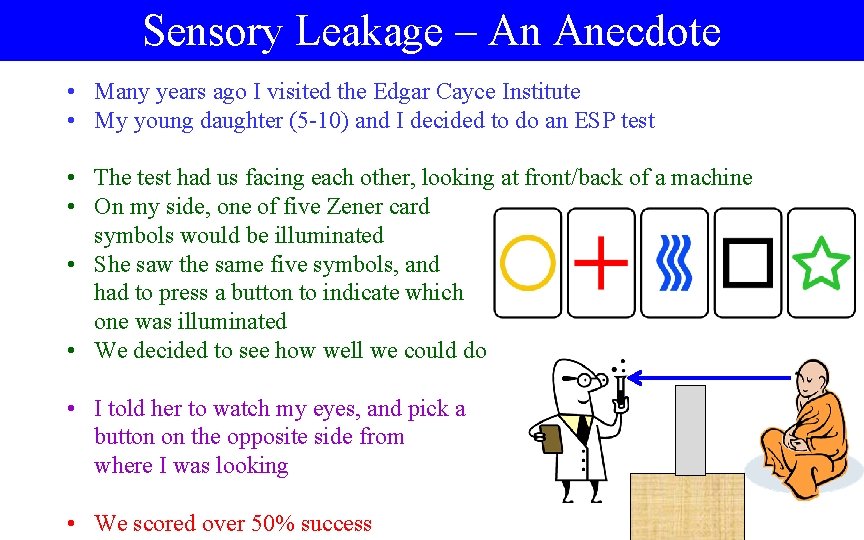 Sensory Leakage – An Anecdote • Many years ago I visited the Edgar Cayce