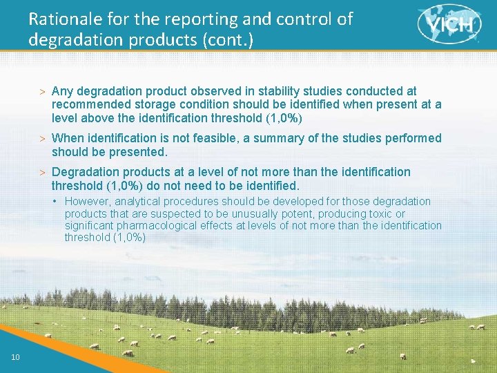 Rationale for the reporting and control of degradation products (cont. ) > Any degradation