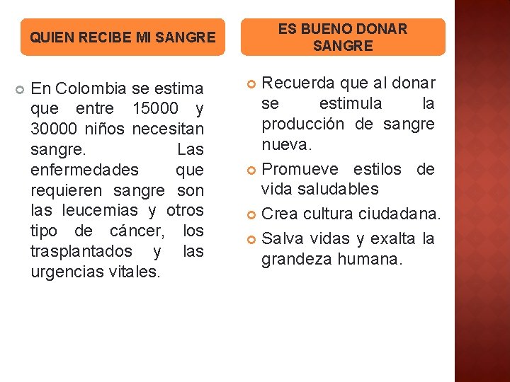 ES BUENO DONAR SANGRE QUIEN RECIBE MI SANGRE En Colombia se estima que entre