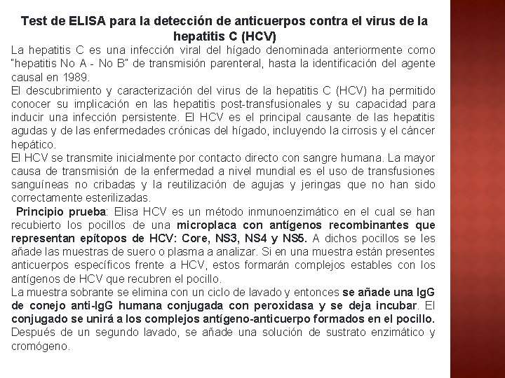 Test de ELISA para la detección de anticuerpos contra el virus de la hepatitis
