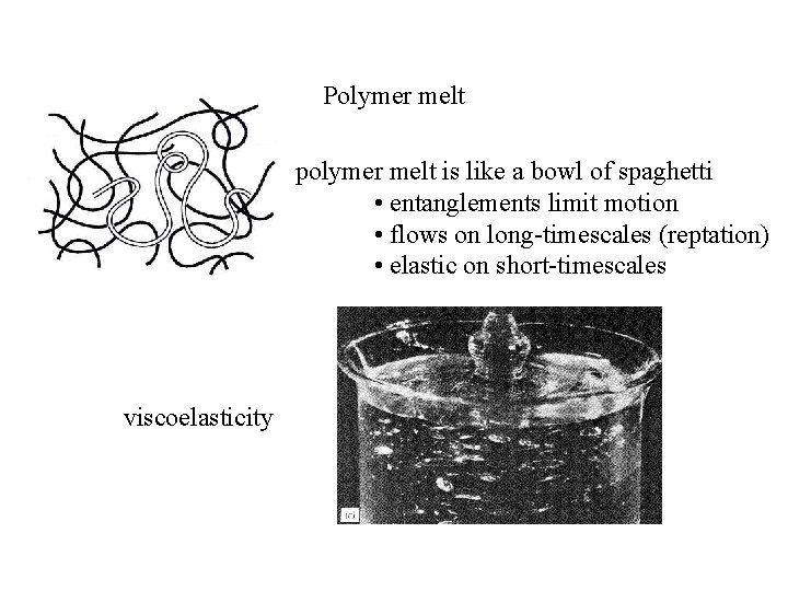 Polymer melt polymer melt is like a bowl of spaghetti • entanglements limit motion Polymer melt polymer melt is like a bowl of spaghetti • entanglements limit motion