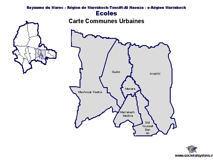 Royaume du Maroc - Région de Marrakech-Tensift-Al Haouza - e-Région Marrakech Ecoles Carte Communes