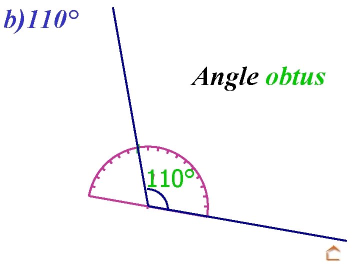 b)110° Angle obtus 110° 