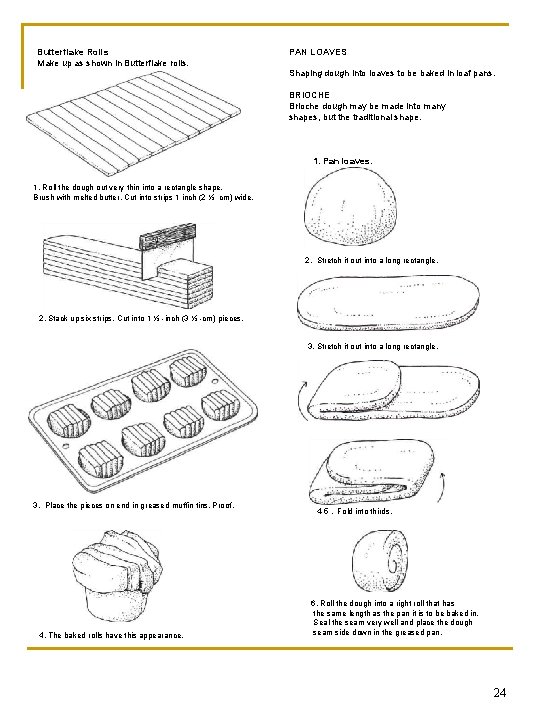 Butterflake Rolls Make up as shown in Butterflake rolls. PAN LOAVES Shaping dough into