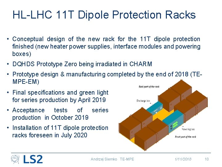 HL-LHC 11 T Dipole Protection Racks • Conceptual design of the new rack for