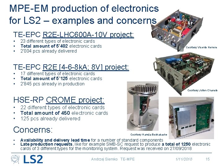 MPE-EM production of electronics for LS 2 – examples and concerns TE-EPC R 2