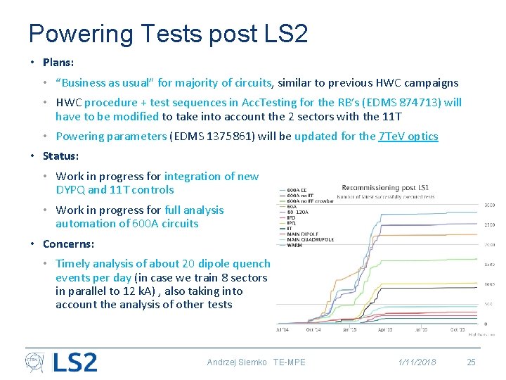 Powering Tests post LS 2 • Plans: • “Business as usual” for majority of