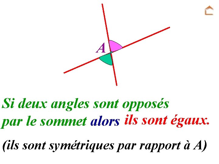 A Si deux angles sont opposés par le sommet alors ils sont égaux. (ils