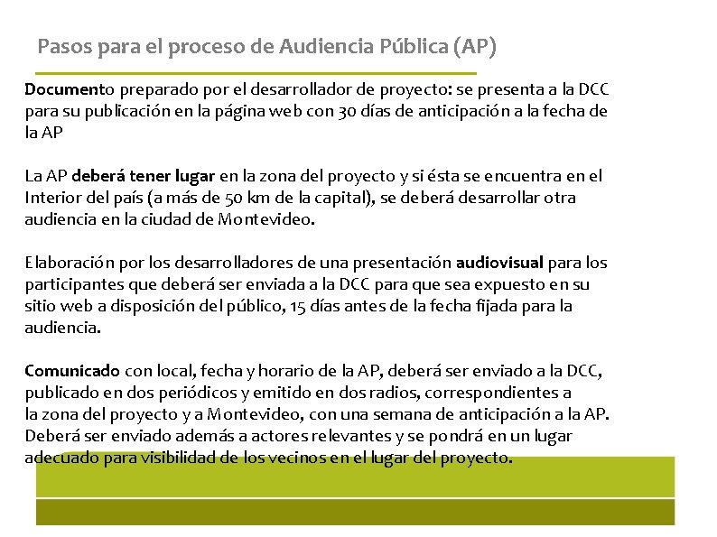 Pasos para el proceso de Audiencia Pública (AP) Documento preparado por el desarrollador de