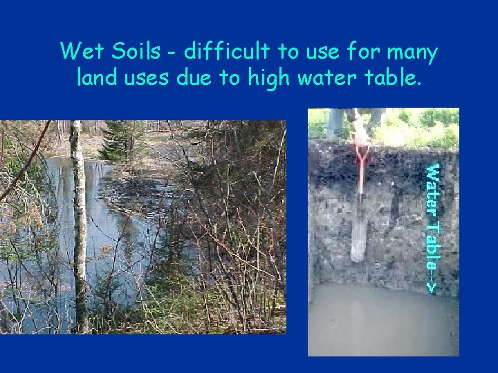 Wet Soils - difficult to use for many land uses due to high water