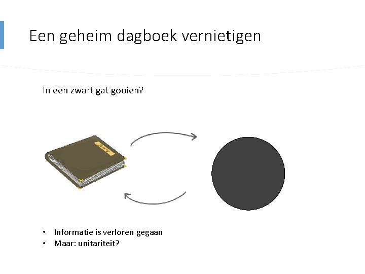 Een geheim dagboek vernietigen In een zwart gat gooien? • Informatie is verloren gegaan