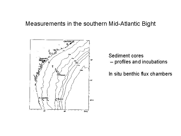 Measurements in the southern Mid-Atlantic Bight Sediment cores -- profiles and incubations In situ