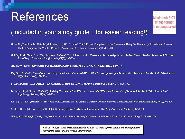 References (included in your study guide…for easier reading!) Glass, M. , Houlihan, D. ,