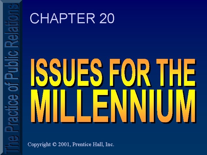 CHAPTER 20 Copyright © 2001, Prentice Hall, Inc. 
