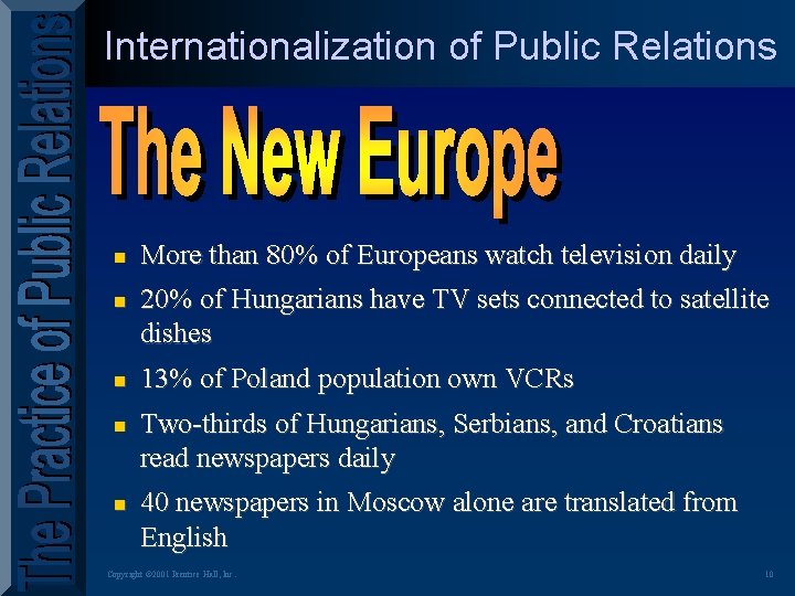 Internationalization of Public Relations n n n More than 80% of Europeans watch television