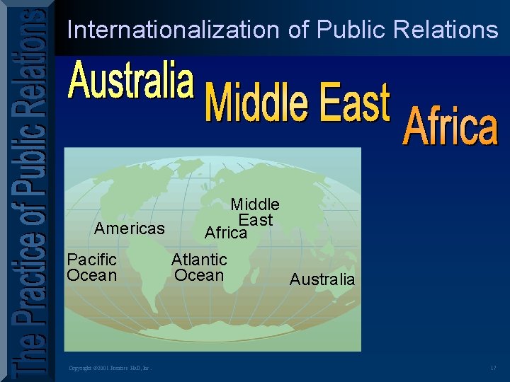 Internationalization of Public Relations Americas Pacific Ocean Copyright © 2001 Prentice Hall, Inc. Middle