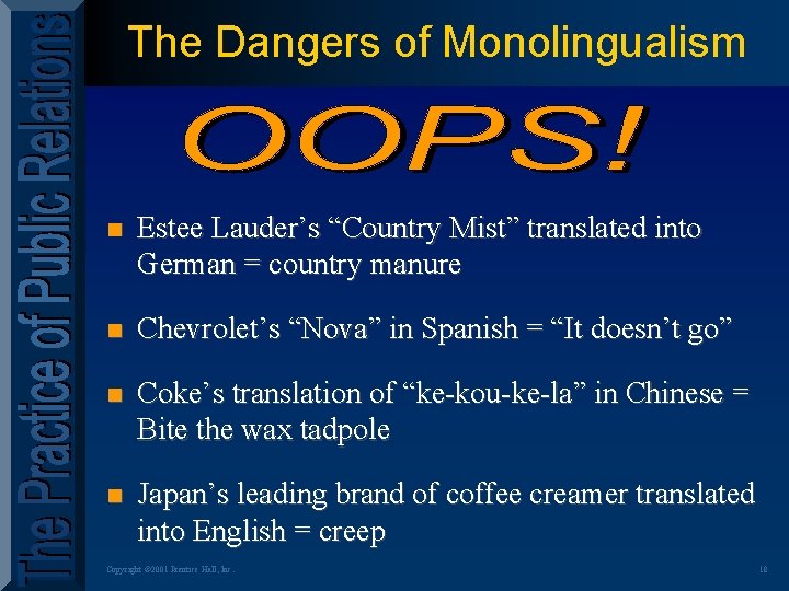 The Dangers of Monolingualism n Estee Lauder’s “Country Mist” translated into German = country