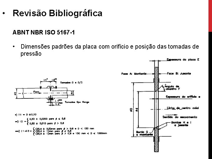  • Revisão Bibliográfica ABNT NBR ISO 5167 -1 • Dimensões padrões da placa