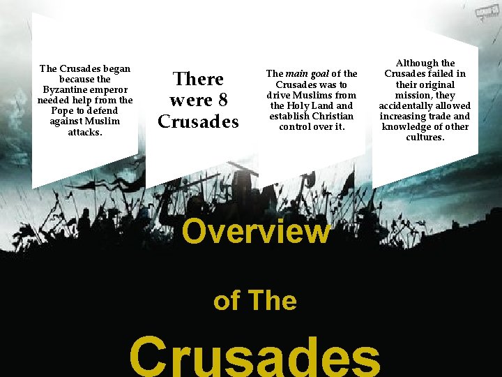 How did the Crusades begin? Although the Crusades failed in their original mission, they