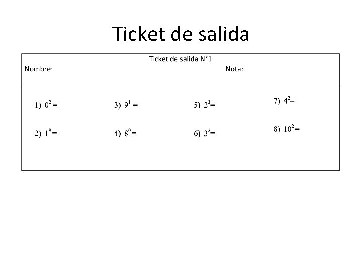Ticket de salida Ticket de salida