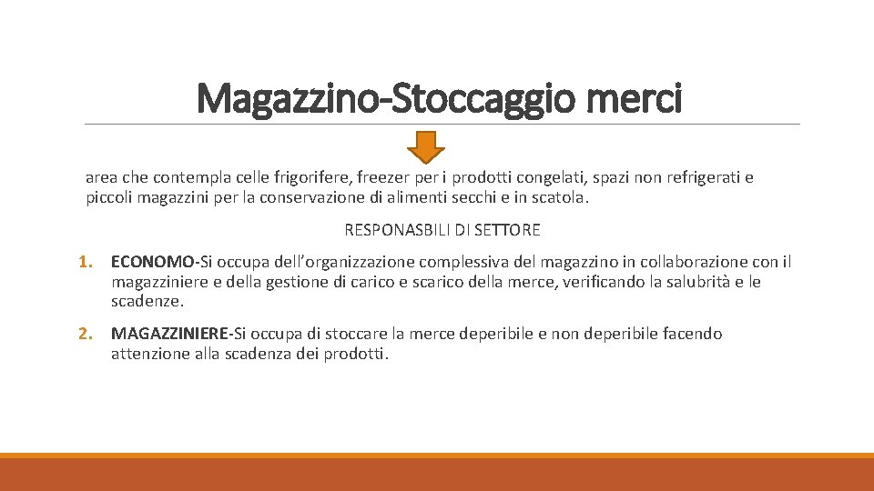 Magazzino-Stoccaggio merci area che contempla celle frigorifere, freezer per i prodotti congelati, spazi non