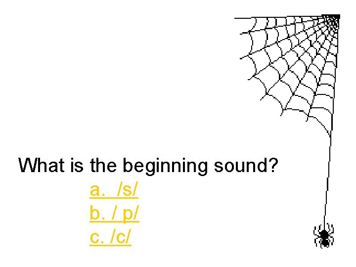 What is the beginning sound? a. /s/ b. / p/ c. /c/ 