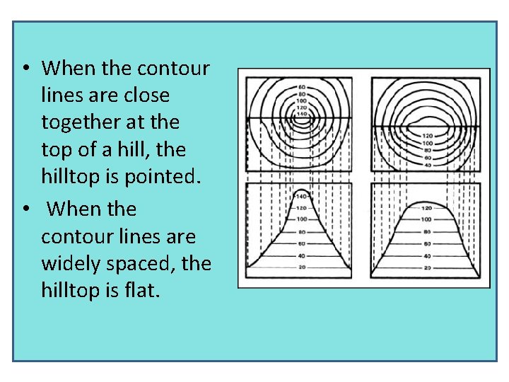  • When the contour lines are close together at the top of a