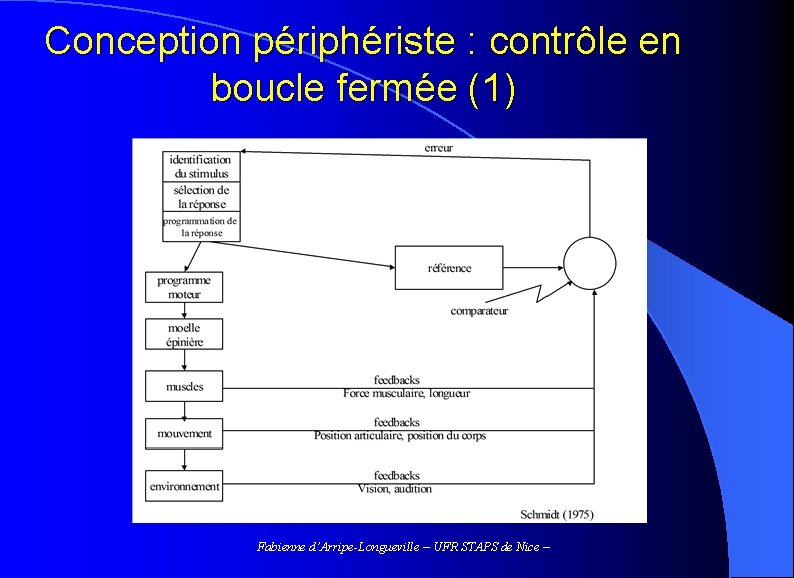 Conception périphériste : contrôle en boucle fermée (1) Fabienne d’Arripe-Longueville – UFR STAPS de