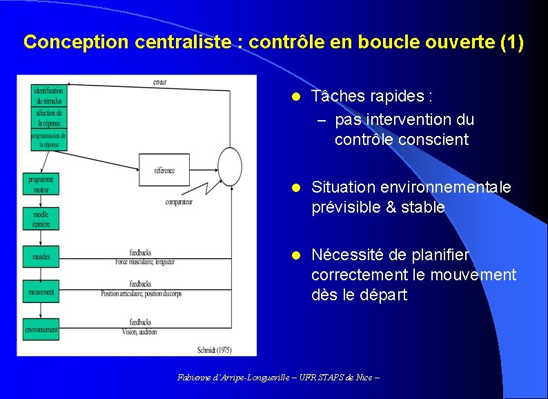 Conception centraliste : contrôle en boucle ouverte (1) l Tâches rapides : – pas