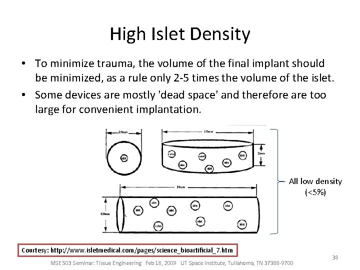 High Islet Density • To minimize trauma, the volume of the final implant should