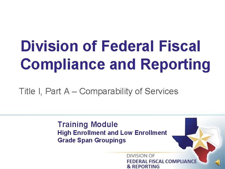 Division of Federal Fiscal Compliance and Reporting Title