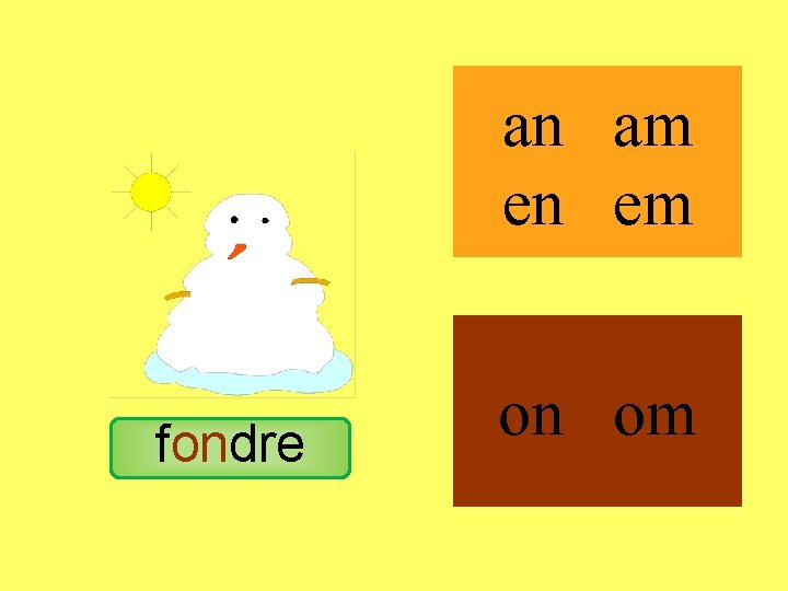 fondre an am en em on om 