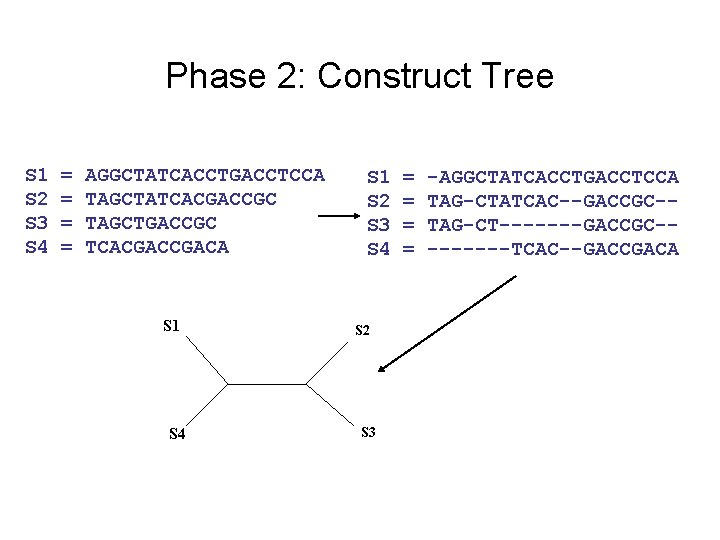 Phase 2: Construct Tree S 1 S 2 S 3 S 4 = =