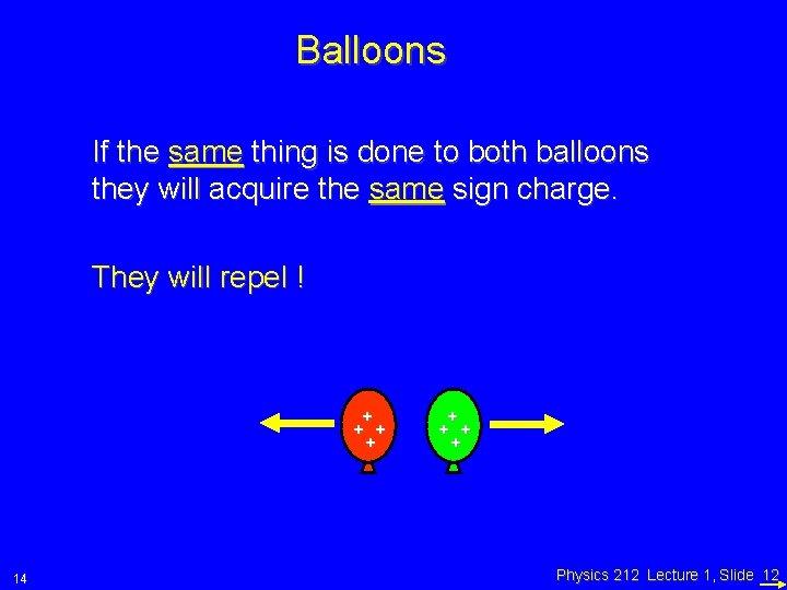 Balloons If the same thing is done to both balloons they will acquire the