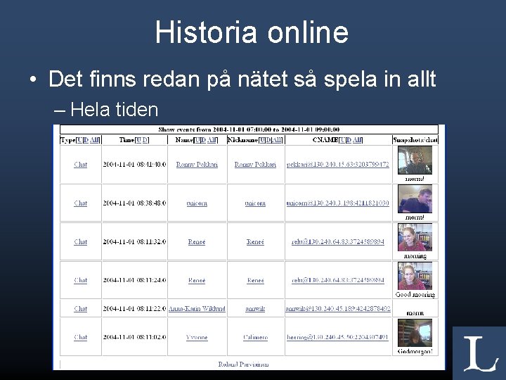 Historia online • Det finns redan på nätet så spela in allt – Hela