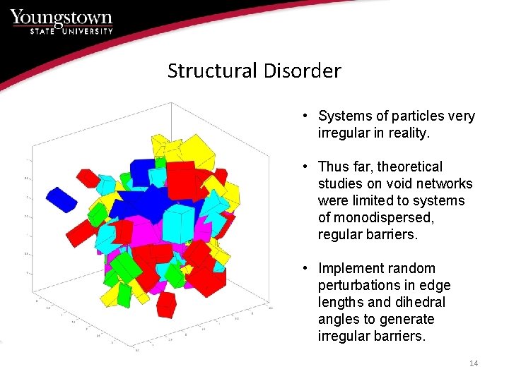 Structural Disorder • Systems of particles very irregular in reality. • Thus far, theoretical