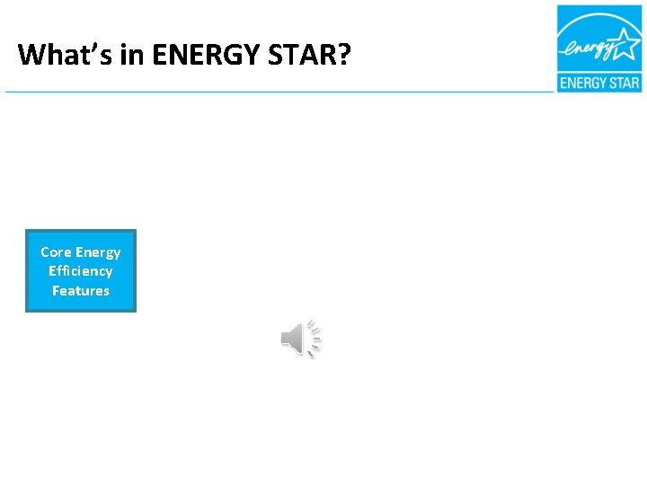 What’s in ENERGY STAR? Core Energy Efficiency Features 