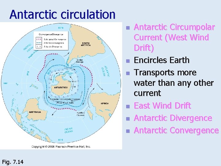 Antarctic circulation n n n Fig. 7. 14 Antarctic Circumpolar Current (West Wind Drift)