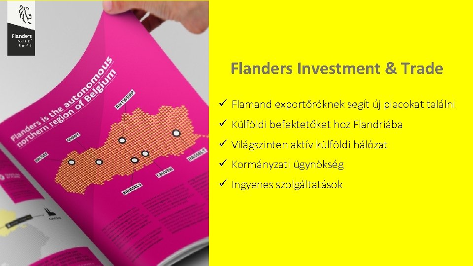 Flanders Investment & Trade ü Flamand exportőröknek segít új piacokat találni ü Külföldi befektetőket